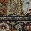 5' x 8' Blue Beige Grey Gold Green and Rust Red Oriental Power Loom Area Rug with Fringe