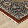 5' x 8' Blue Beige Grey Gold Green and Rust Red Oriental Power Loom Area Rug with Fringe