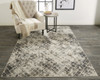 5' x 8' Ivory Gray and Taupe Abstract Stain Resistant Area Rug