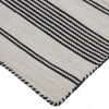 5' x 8' Black and White Striped Dhurrie Hand Woven Stain Resistant Area Rug