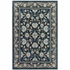 5' x 8' Navy Caramel and Ivory Oriental Power Loom Stain Resistant Area Rug