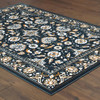 5' x 8' Navy Caramel and Ivory Oriental Power Loom Stain Resistant Area Rug