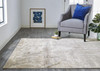 5' x 8' Tan Ivory & Brown Abstract Area Rug