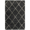 5' x 8' Charcoal & Grey Geometric Shag Power Loom Stain Resistant Area Rug
