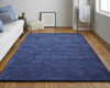 5' x 8' Blue Wool Hand Woven Stain Resistant Area Rug