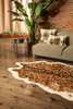 5' x 8' Off White and Brown Faux Cowhide Tufted Washable Non Skid Area Rug