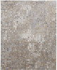 5' x 8' Tan Ivory and Blue Geometric Power Loom Distressed Area Rug