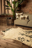 5' x 8' Off White Black and Gold Faux Cowhide Washable Area Rug
