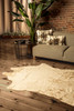 5' x 8' Off White and Silver Faux Cowhide Washable Non Skid Area Rug