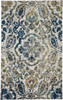 5' x 8' Ivory Blue and Green Floral Stain Resistant Area Rug
