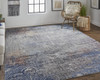 5' x 8' Taupe Blue and Ivory Abstract Power Loom Distressed Stain Resistant Area Rug