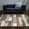 5' x 8' Light Blue and Ivory Patchwork Power Loom Stain Resistant Area Rug
