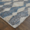 5' x 8' Ivory Gray and Blue Chevron Power Loom Stain Resistant Area Rug