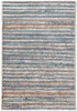 5' x 8' Ivory Blue and Orange Striped Power Loom Stain Resistant Area Rug