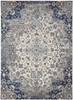 5' x 8' Ivory Gray and Blue Floral Power Loom Distressed Stain Resistant Area Rug