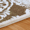 5' x 8' Beige Damask Power Loom Distressed Stain Resistant Area Rug