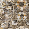 5' x 8' Grey and Tan Floral Power Loom Stain Resistant Area Rug with Fringe