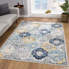 5' x 8' Blue Floral Dhurrie Area Rug