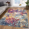 5' x 8' Blue and Gold Abstract Dhurrie Area Rug
