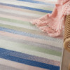 6' x 9' Navy Blue Striped Dhurrie Area Rug