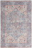 6' x 9' Blue and Orange Medallion Distressed Washable Area Rug