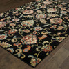 6' x 9' Black Red Green Ivory Salmon & Yellow Floral Power Loom Stain Resistant Area Rug