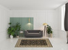6' x 9' Black and Ivory Oriental Power Loom Stain Resistant Area Rug