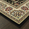 6' x 9' Black and Ivory Oriental Power Loom Stain Resistant Area Rug