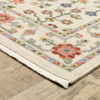 6' x 9' Ivory Salmon Pink Gold Blues Grey Rust and Green Oriental Power Loom Area Rug