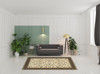 6' x 9' Ivory and Black Oriental Power Loom Stain Resistant Area Rug