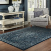 6' x 9' Blue and Brown Oriental Power Loom Stain Resistant Area Rug