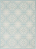 6' x 9' Aqua Floral Power Loom Area Rug