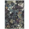 6' x 9' Navy and Green Abstract Power Loom Stain Resistant Area Rug