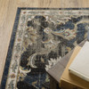 6' x 9' Charcoal Blue Gold Rust and Beige Oriental Power Loom Stain Resistant Area Rug