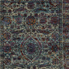 6' x 9' Blue and Purple Oriental Power Loom Stain Resistant Area Rug