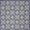 6' x 9' Blue Fleur De Lis Stain Resistant Non Skid Area Rug