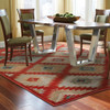 6' x 9' Red Green Gold Blue Teal and Ivory Geometric Power Loom Stain Resistant Area Rug