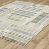 6' x 9' Green Grey and Ivory Geometric Power Loom Stain Resistant Area Rug