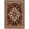 6' x 9' Red Ivory Orange and Blue Oriental Power Loom Stain Resistant Area Rug