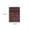 6' x 9' Red Purple Gold and Grey Oriental Power Loom Stain Resistant Area Rug
