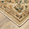 6' x 9' Beige Gold and Teal Oriental Power Loom Stain Resistant Area Rug