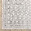 6' x 9' White and Grey Oriental Power Loom Stain Resistant Area Rug