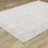 6' x 9' White and Grey Oriental Power Loom Stain Resistant Area Rug