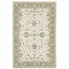 6' x 9' Ivory Grey and Blue Oriental Power Loom Stain Resistant Area Rug