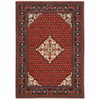 6' x 9' Red Blue Ivory and Orange Oriental Power Loom Stain Resistant Area Rug