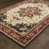 6' x 9' Red and Ivory Oriental Power Loom Stain Resistant Area Rug