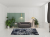 6' x 9' Blue Grey & Beige Abstract Power Loom Stain Resistant Area Rug