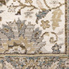 6' x 9' Stone Grey Ivory Green Brown Teal and Light Blue Oriental Power Loom Area Rug