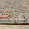 6' x 9' Grey Salmon Pink Gold Blue Rust Deep Blue Ivory & Green Oriental Power Loom Rug