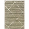 6' x 9' Grey and Ivory Geometric Power Loom Stain Resistant Area Rug